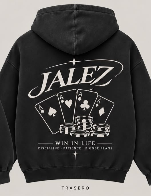 Sudadera JALEZ "Win in Life" – Washed Black